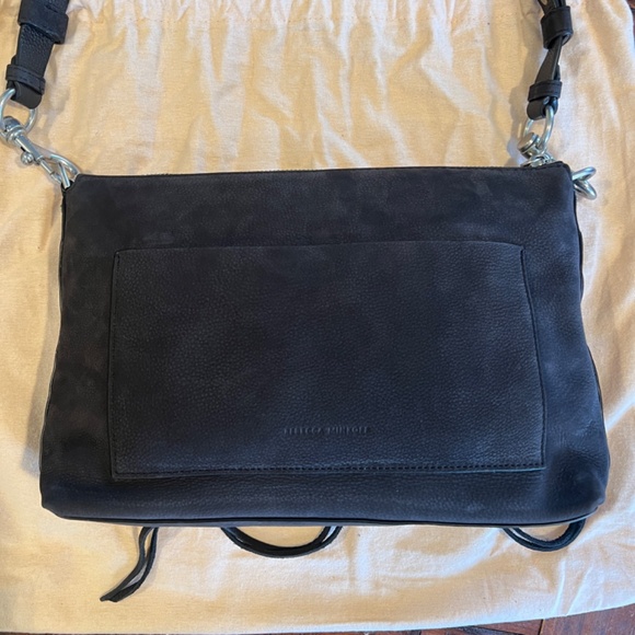 NWT $328 REBECCA MINKOFF Washed Black Suede Leather Darren Top Zip Shoulder Bag - Picture 4 of 14